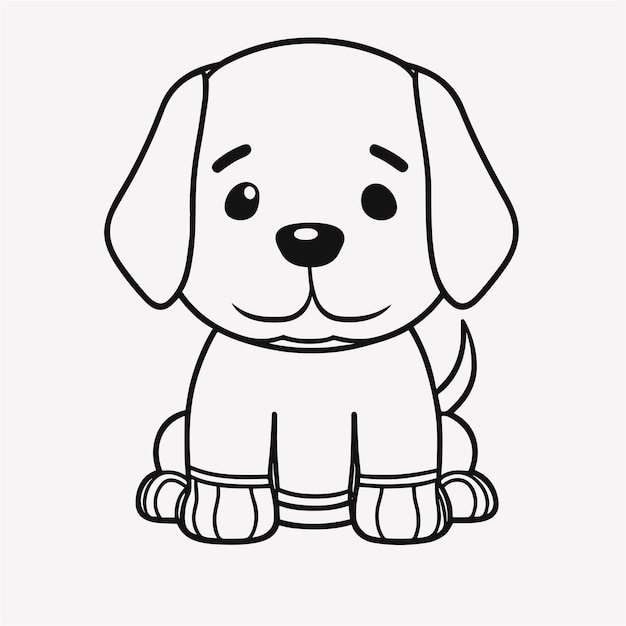 Pagina da colorare cartone animato cane carino grafica vettoriale
