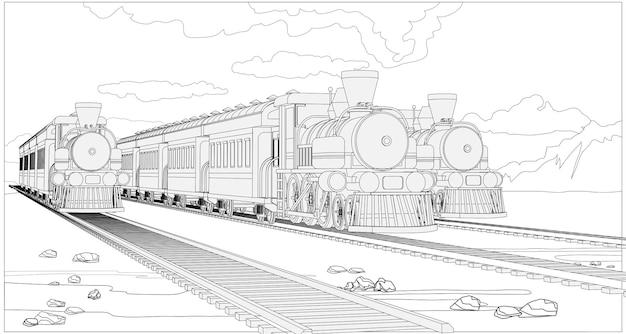 pagina da colorare con modelli 3d treni.