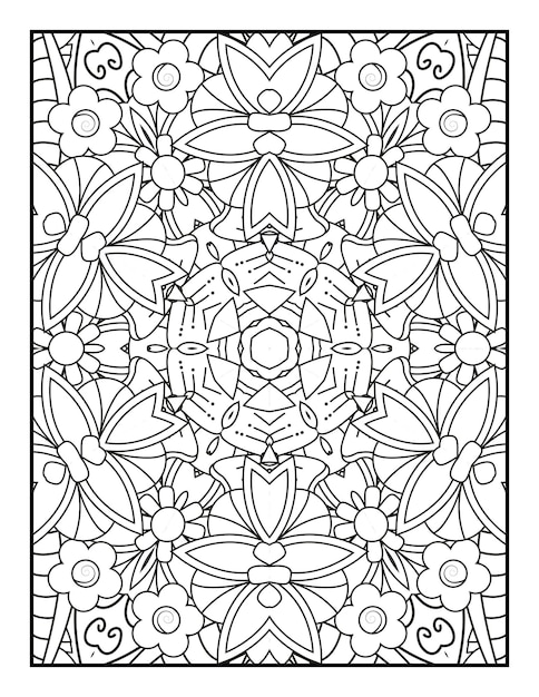 Pagina da colorare con motivo floreale mandala per adulti Pagina da colorare di mandala Pagina del libro da colorare per adulti