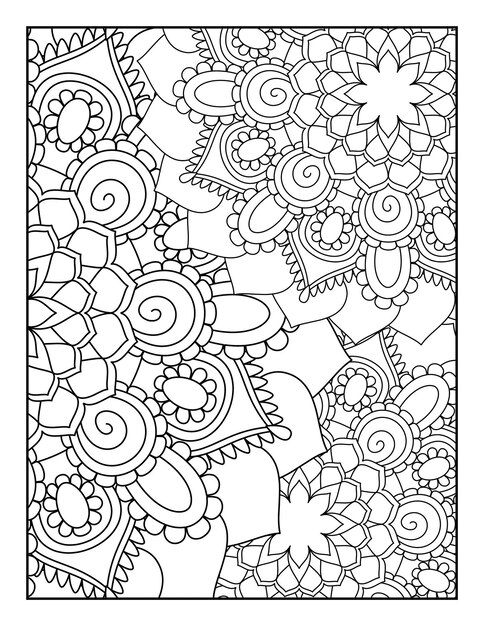 Pagina da colorare con motivo floreale mandala