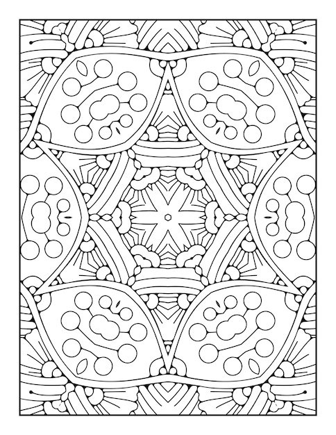 Pagina da colorare con motivo mandala per adulti e libro da colorare mandala con contorno disegnato a mano per bambini