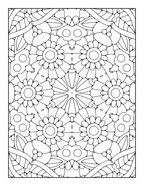 Pagina da colorare con motivo mandala per adulti e libro da colorare mandala con contorno disegnato a mano per bambini
