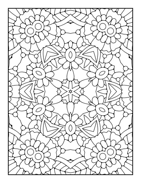 Pagina da colorare con motivo mandala per adulti e libro da colorare mandala con contorno disegnato a mano per bambini