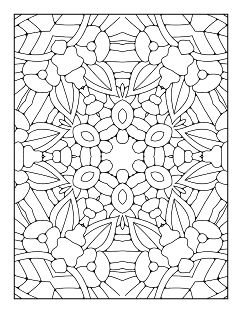 Pagina da colorare con motivo mandala per adulti e libro da colorare mandala con contorno disegnato a mano per bambini