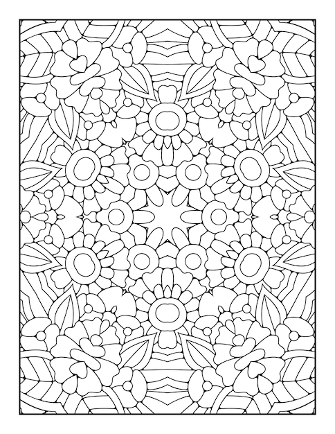 Pagina da colorare con motivo mandala per adulti e libro da colorare mandala con contorno disegnato a mano per bambini