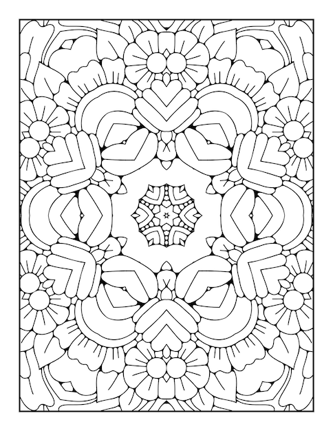 Pagina da colorare con motivo mandala per adulti e libro da colorare mandala con contorno disegnato a mano per bambini