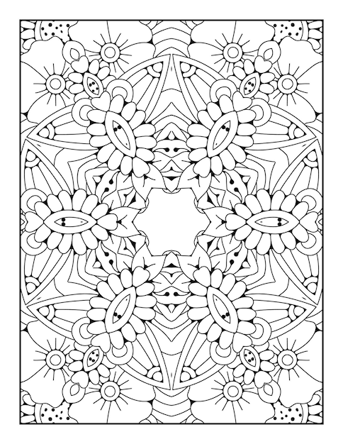 Pagina da colorare con motivo mandala Schema da colorare mandala Pagina da colorare per bambini e adulti