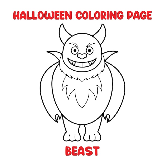 Pagina da colorare della bestia di Halloween per bambini