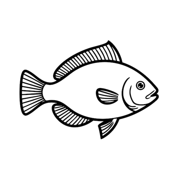 Pagina da colorare dettagliata del contorno del pesce per attività creative e scopi educativi per bambini