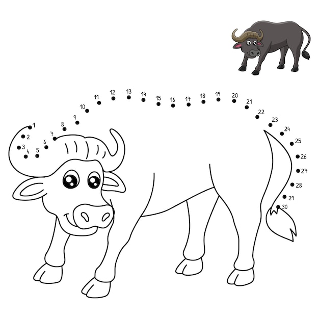 Pagina da colorare di bufalo punto per punto per bambini