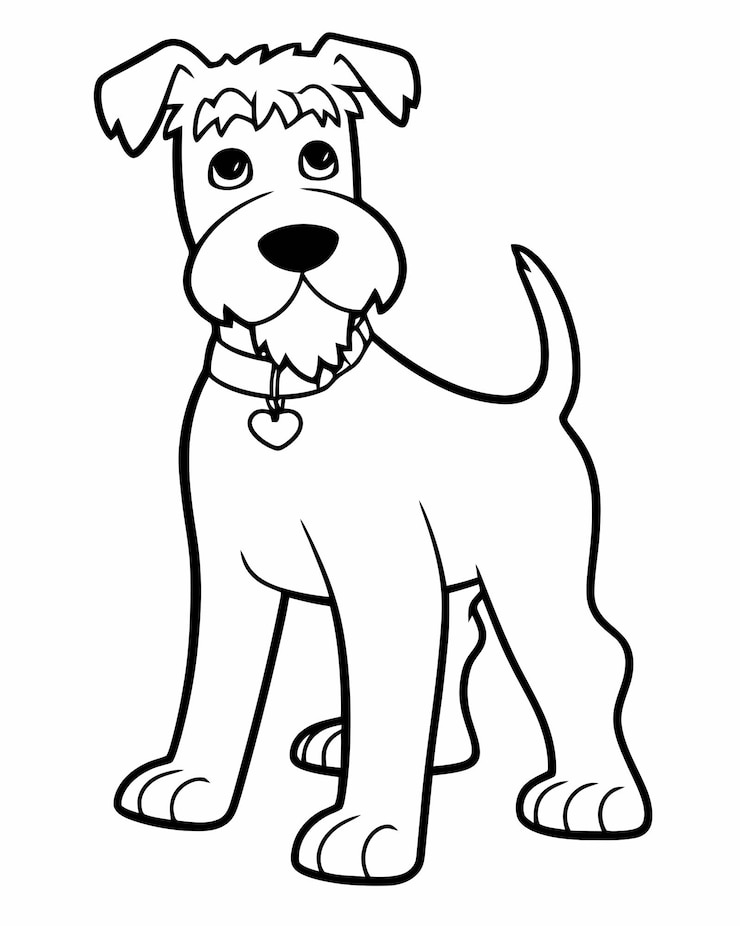 Pagina da colorare di cani per bambini.