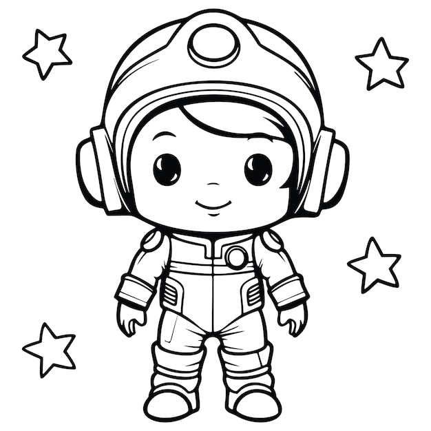 Pagina da colorare di chibi astronauta