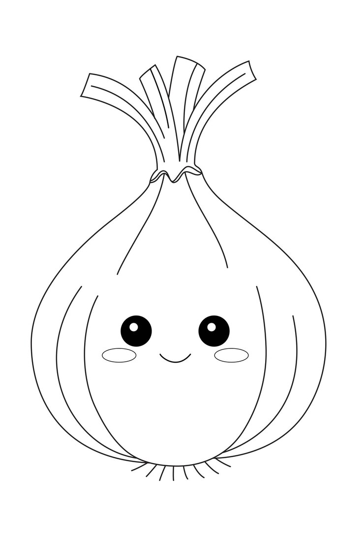 Vettore pagina da colorare di cipolla kawaii per bambini