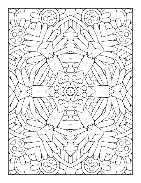 Pagina da colorare di contorno mandala per libro da colorare e pagina da colorare per adulti con linea bianca nera art