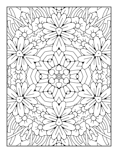 Pagina da colorare di contorno mandala per libro da colorare e pagina da colorare per adulti con linea bianca nera art