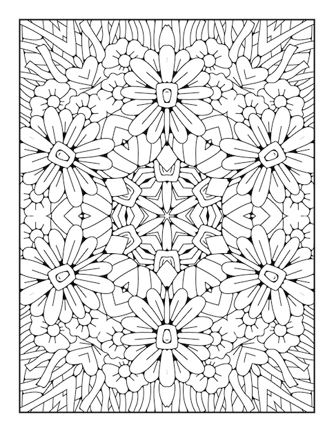 Pagina da colorare di contorno mandala per libro da colorare e pagina da colorare per adulti con linea bianca nera art