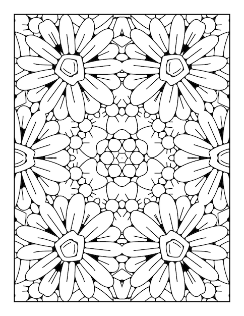 Pagina da colorare di contorno mandala per libro da colorare e pagina da colorare per adulti con linea bianca nera art
