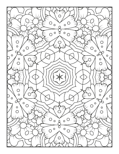 Pagina da colorare di contorno mandala per libro da colorare e pagina da colorare per adulti con linea bianca nera art