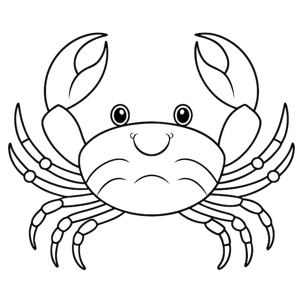 pagina da colorare di crab line art per illustrazioni per bambini