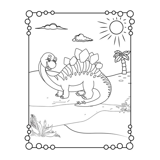 Pagina da colorare di dinosauri per bambini
