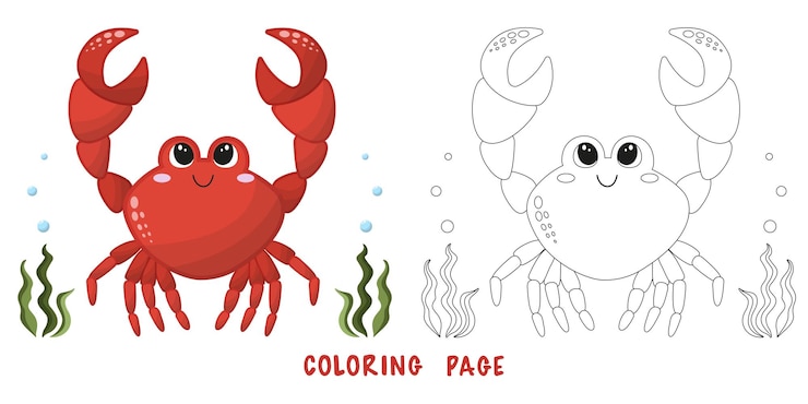 Vettore pagina da colorare di granchio