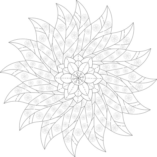 Pagina da colorare di mandala fiore