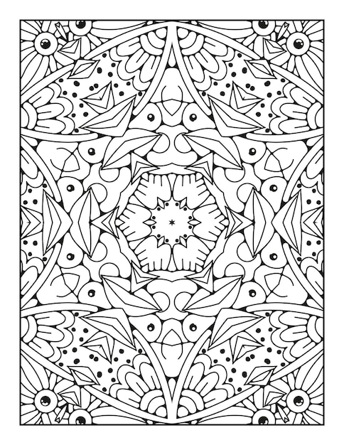 Pagina da colorare di mandala per adulti e libro da colorare di mandala con contorno disegnato a mano per bambini line art