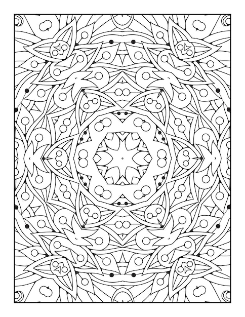 Pagina da colorare di mandala per adulti e libro da colorare di mandala con contorno disegnato a mano per bambini line art