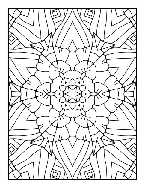 Pagina da colorare di mandala per adulti e libro da colorare di mandala con contorno disegnato a mano per bambini line art