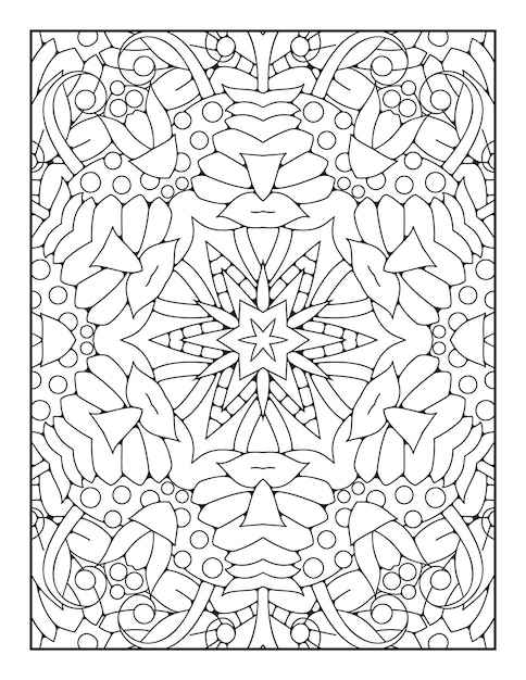 Pagina da colorare di mandala per adulti e libro da colorare di mandala con contorno disegnato a mano per bambini line art