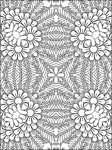 pagina da colorare disegnata a mano fiore libro da colorare per adulti con libro da colorare mandala