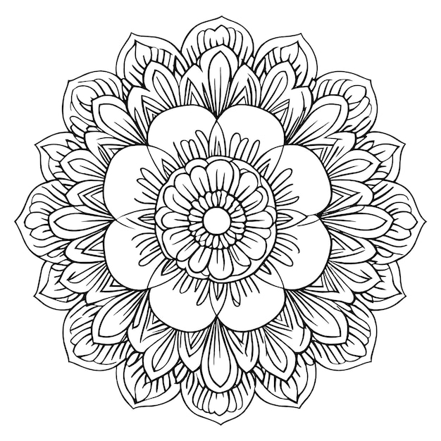 Pagina da colorare floreale Mandala design per AI genera arte vettoriale