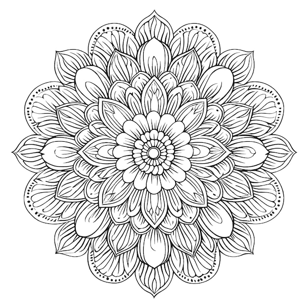 Pagina da colorare floreale Mandala design per AI genera arte vettoriale