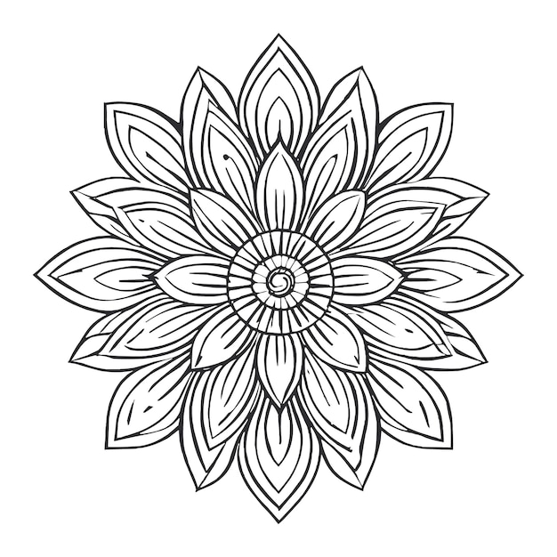 Pagina da colorare floreale Mandala design per AI genera arte vettoriale