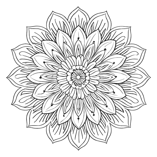 Pagina da colorare floreale Mandala design per AI genera arte vettoriale