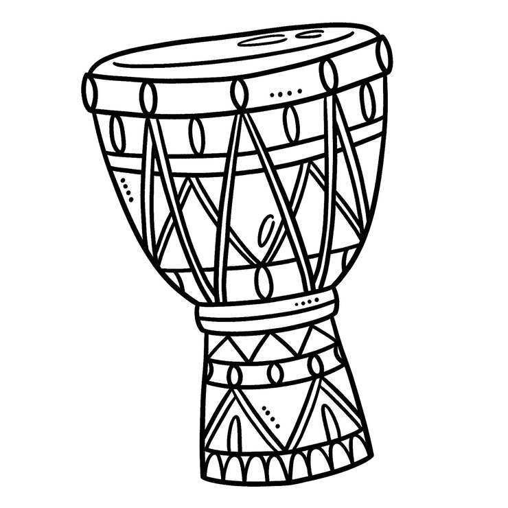 Vettore pagina da colorare isolata di djembe per bambini