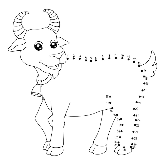 Pagina da colorare Isolato animale della fattoria delle capre da punto a punto