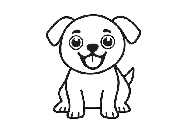 Pagina da colorare Kawaii Puppy per bambini divertenti