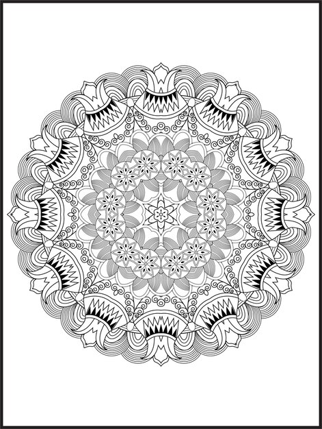 Pagina da colorare mandala, mandala, illustrazione, tatuaggio, ornamento decorativo in stile etnico orientale.