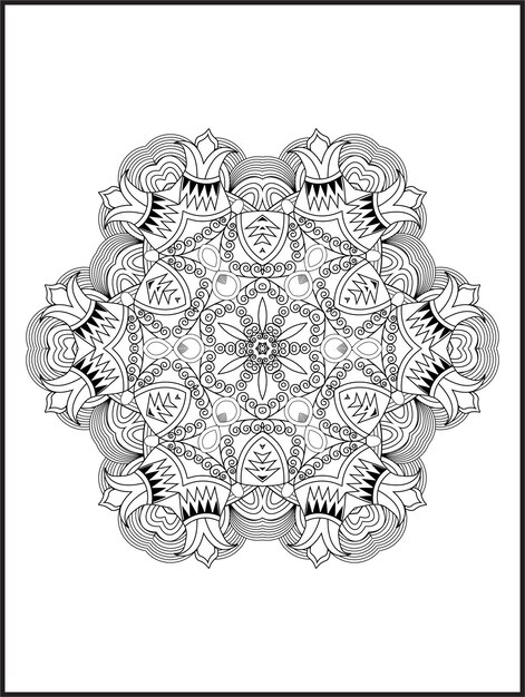Pagina da colorare mandala, mandala, illustrazione, tatuaggio, ornamento decorativo in stile etnico orientale.