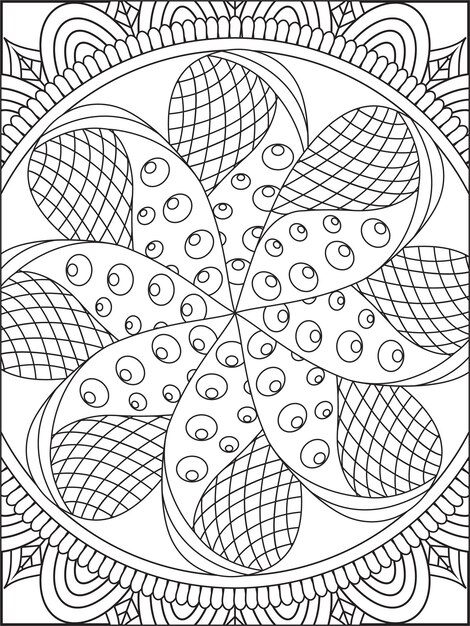 Pagina da colorare per adulti, colorazione mandala fiore. Sfondo di fiori. pagina del libro da colorare mandala.