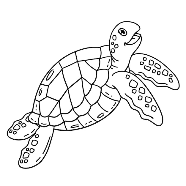 Pagina da colorare per bambini isolati di tartarughe felici
