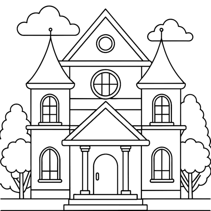 Pagina da colorare per la casa