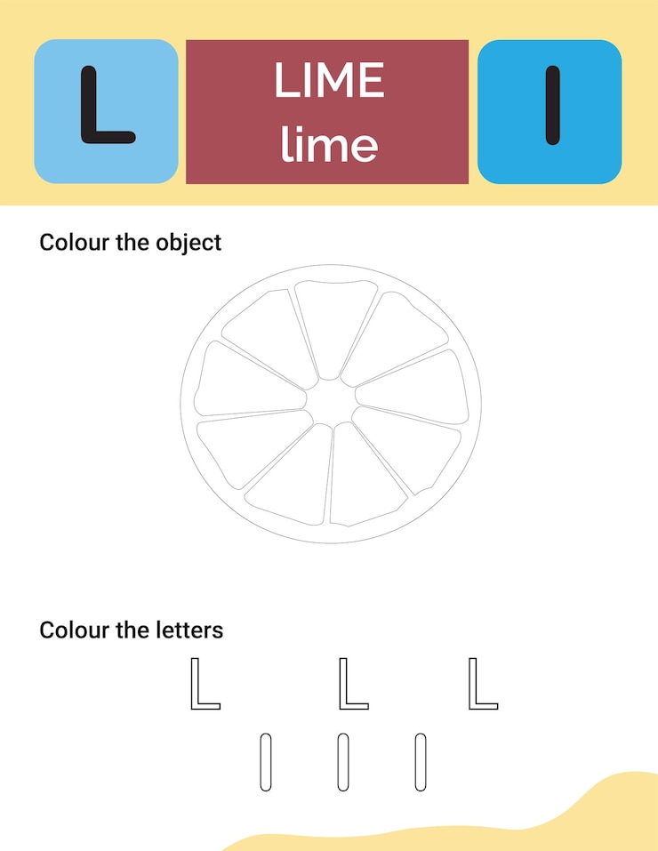 Vettore pagina da colorare per lettere e oggetti per bambini piccoli