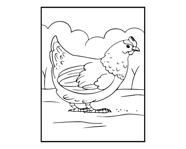Pagina da colorare pollo per bambini 002