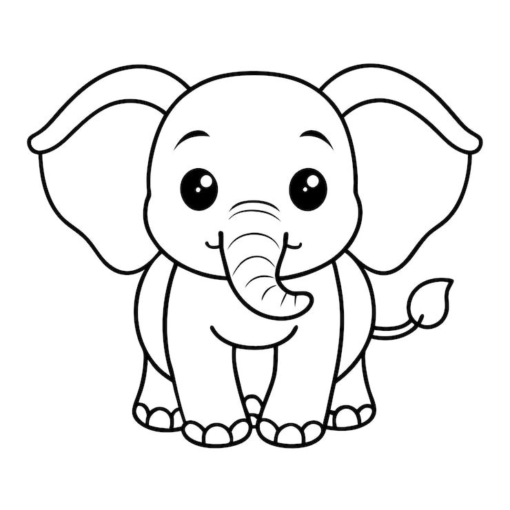 Vettore pagina da colorare schema di un elefante carino illustrazione di un animale adorabile per i bambini da colorare