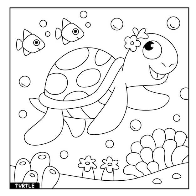 Pagina da colorare tartaruga per bambini