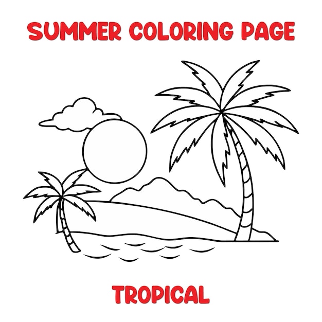Pagina da colorare tropicale estiva per bambini