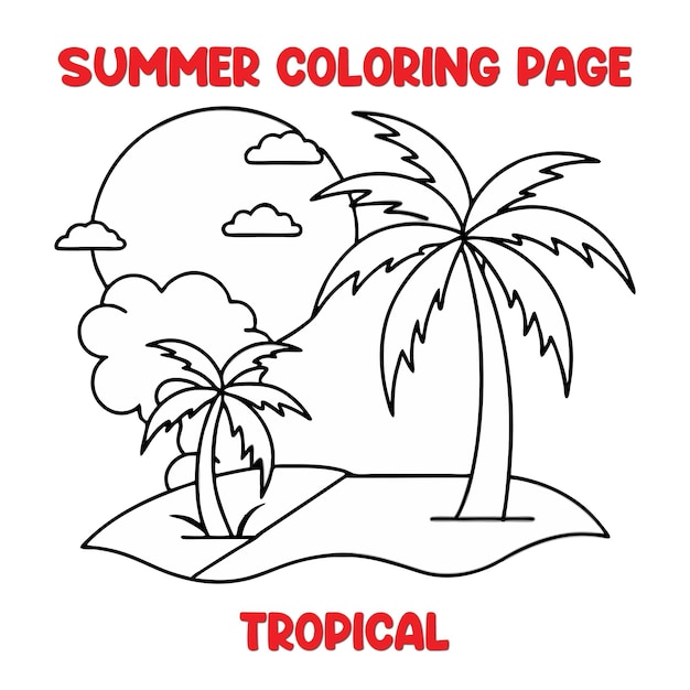Pagina da colorare tropicale estiva per bambini