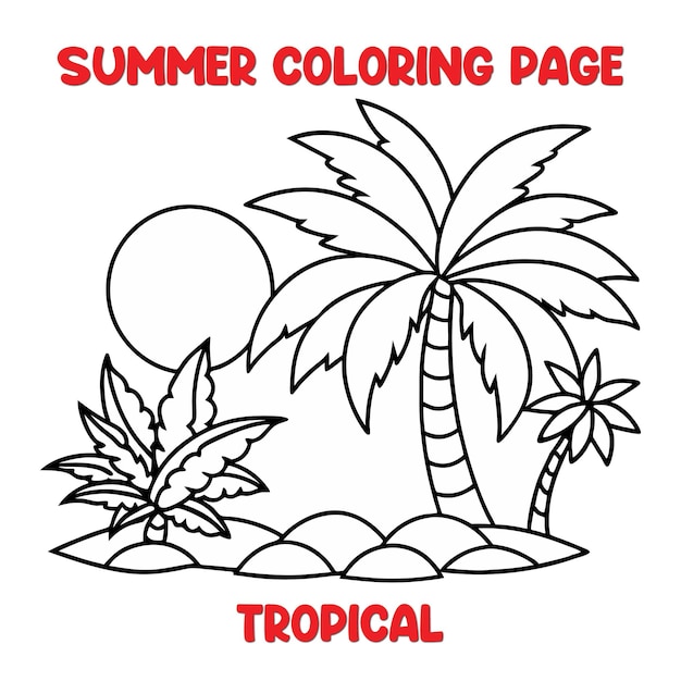 Pagina da colorare tropicale estiva per bambini